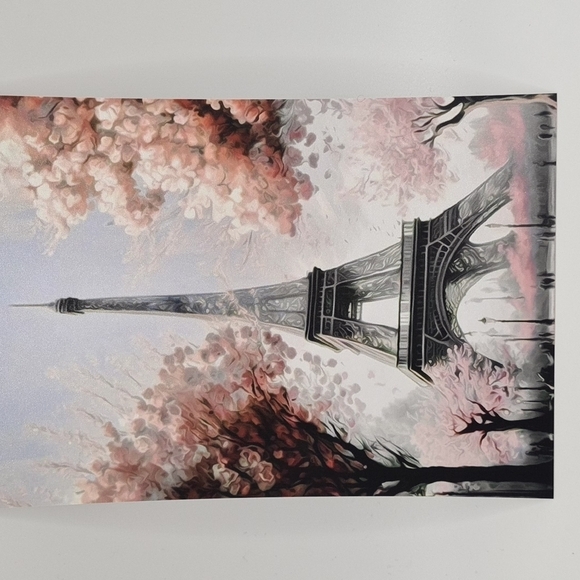 4x6 Paris Eiffel Tower Floral Fantasy Watercolor Oil Painting Art Print - Picture 2 of 5